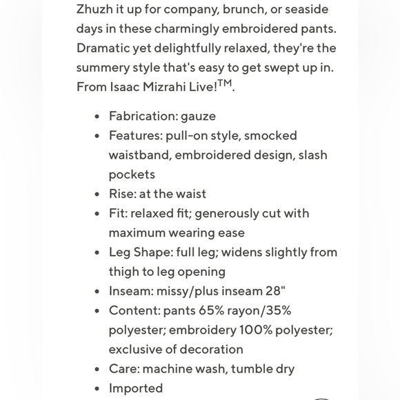 Set- Isaac Mizrahi Live! Regular Bridgehampton Embroidered Gauze matching set - Picture 15 of 15